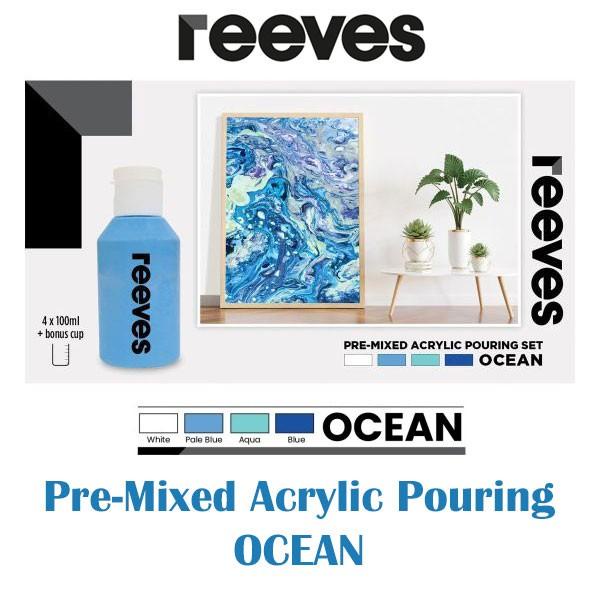 

READY STOK! CAT AKRILIK REEVES PRE-MIXED ACRYLIC POURING PAINT OCEAN COLOR SET ALAT LUKIS TERUPDATE AL8