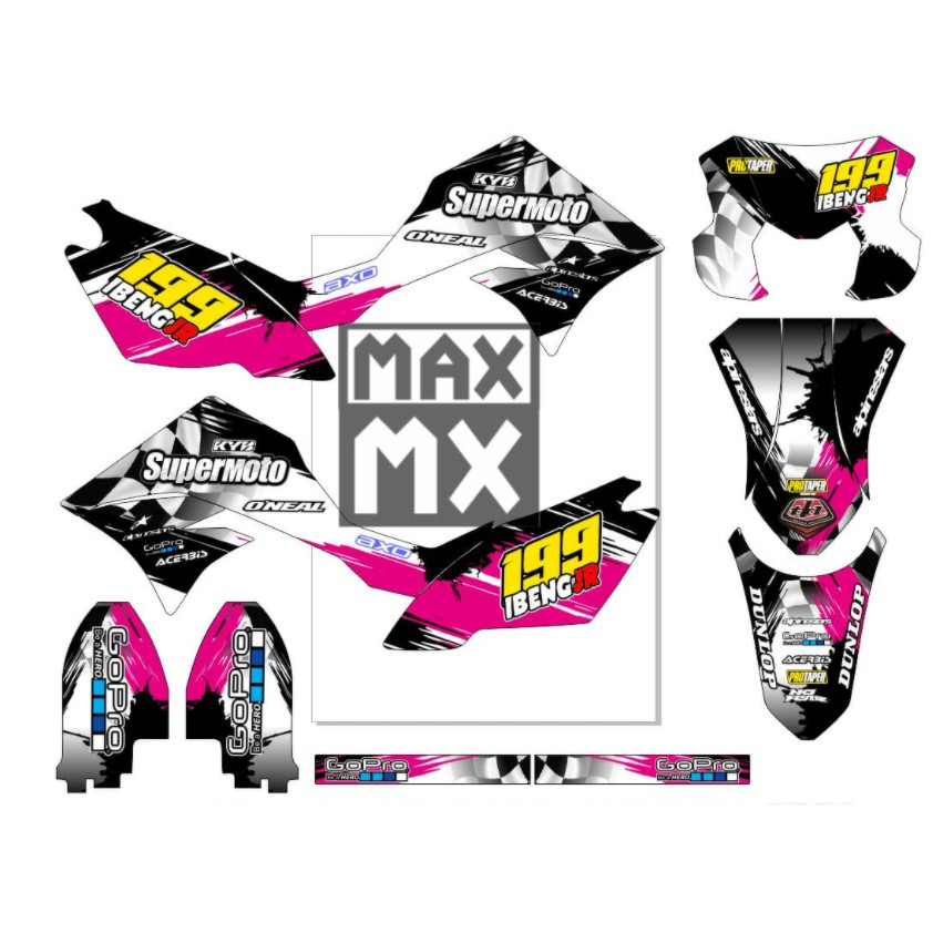 Decal Stiker KLX 150 New Dtracker Dekal Variasi Sticker Striping costum Full Body pink 011