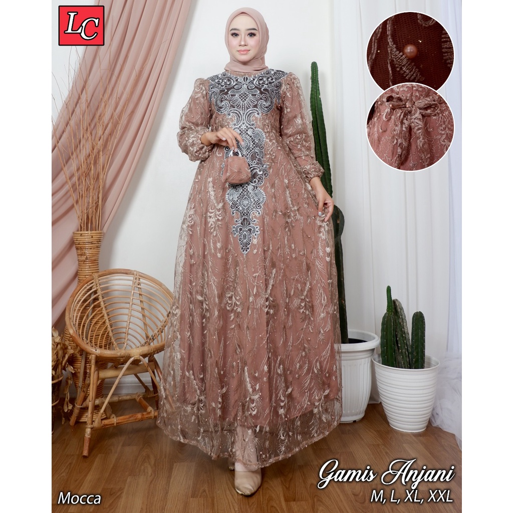 Permata Olshop / Gamis Anjani LK / Kebaya Brokat Bordir Premium / Gamis Lebaran / Baju Pesta Kondangan