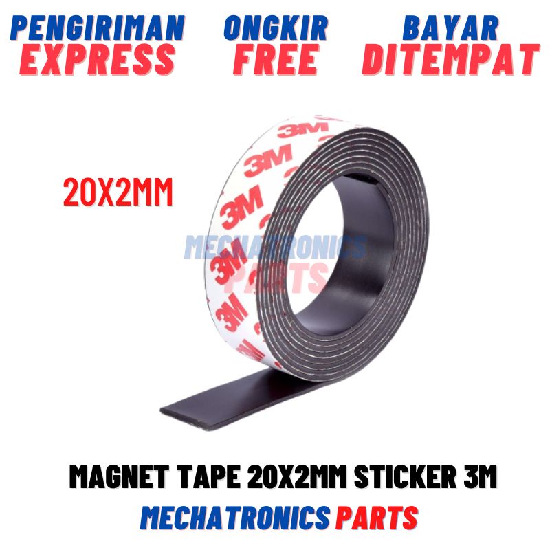 Magnet Strip Tape 10x2mm, 15x2mm, 20x2mm Sticker 3M Per 1cm Double Flexible Kulkas Kasa Nyamuk Kerajinan