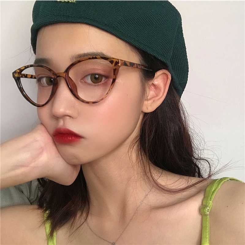 Kacamata Korea Wanita Kacamata Anti Radiasi Retro Wanita Fashion Cat Eye Eyeglasses Versatile Optical Glasses ANTOP