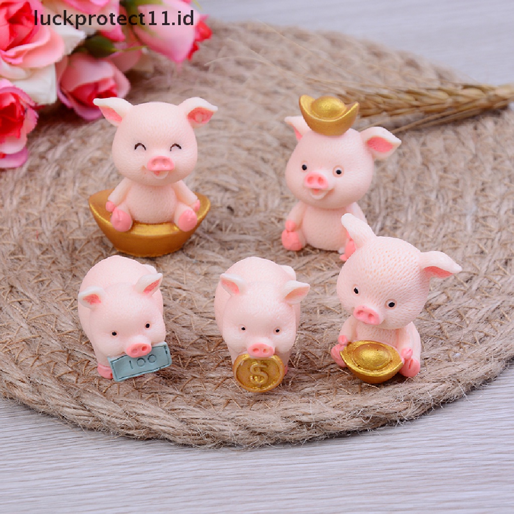 5pcs / set Miniatur Hewan Babi Untuk Dekorasi Taman