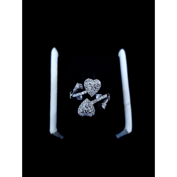 cincin emas putih berlian kepala 2 love