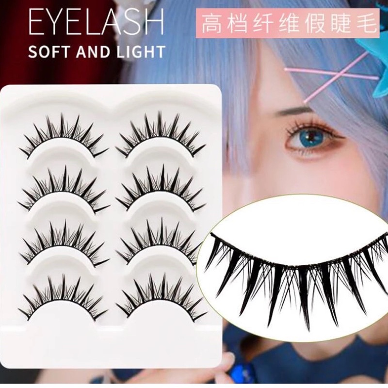 KIYOW NEW 4pairs Japanese Fairy False Eyelashes Cosplay Handmade False Eyelashes Little Devil Big Eyes Naturally Thick Eyelashes A339