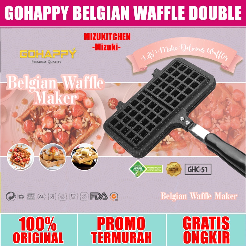 Gohappy Waffle Maker GHC51 BELGIAN DOUBLE Alat pembuat croffel / crofel wafel anti lengket marble diatas teflon