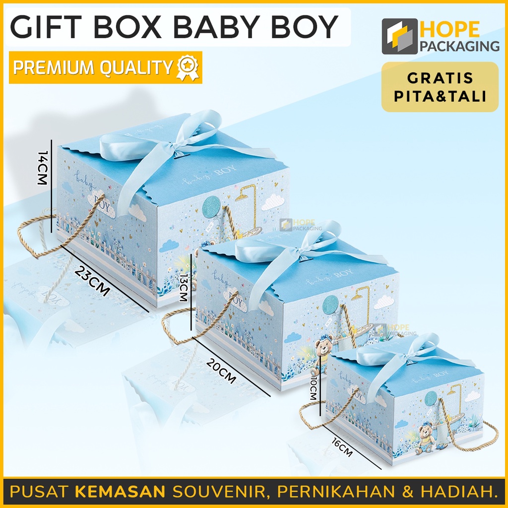 READY STOK Gift box baby girl baby boy / Hampers Wedding Pink hampers buat new baby Plus Pita / Pink Biru Ungu Dus Hadiah