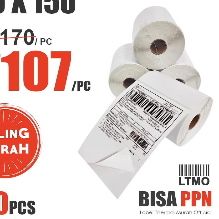 

HOT SALE|SQ37|Label Barcode MURAH 100 x 150 A6 kertas stiker thermal 500 pcs