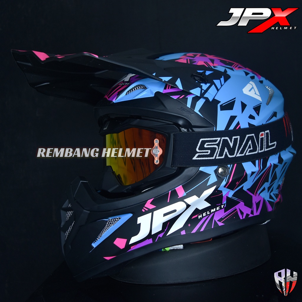 HELM JPX CROSS_FOX1 X33 - BLUE DOFF PAKET GANTENG GOOGLE SNAIL HELM JPX KLX ORIGINAL HELMET MOTO TRAIL SUPERMOTO HELM FULL FACE MOTO CROSS TERBAIK-MX36 MATT BLACK/RED