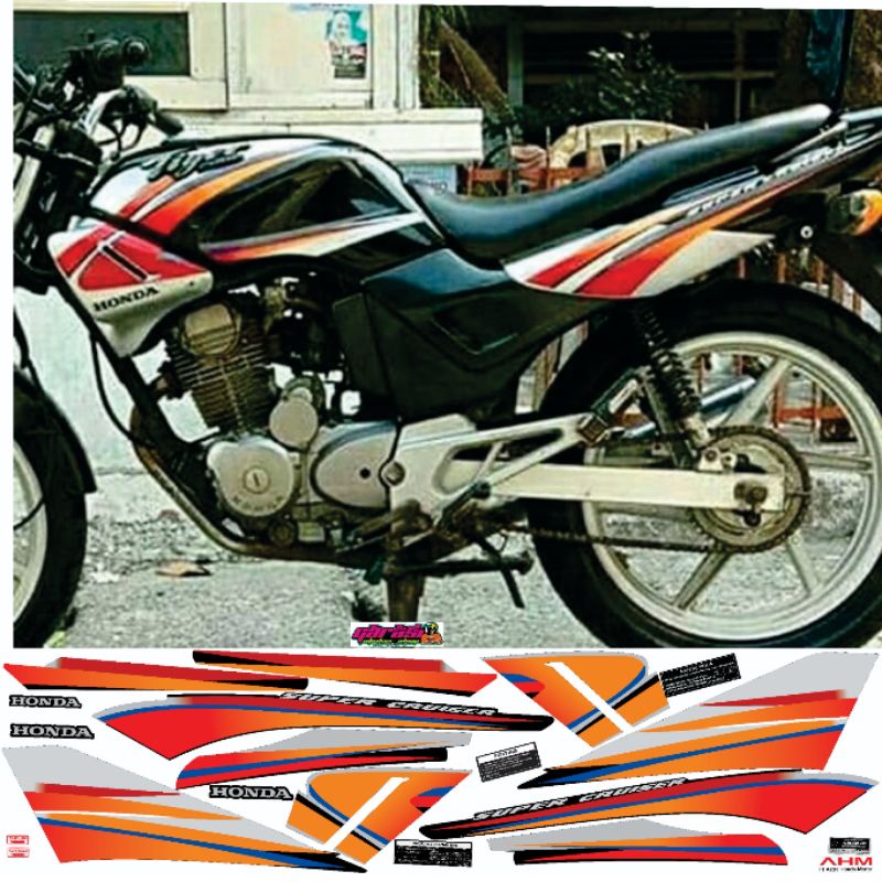 Striping Tiger 2000 2001 2002 hitam silver copy original stripping  lis polet tiger