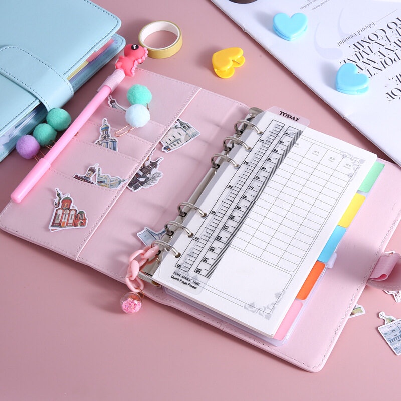 Laser Macaron A6 Binder PU Leather DIY Notebook Cover Diary Planner Scrapbook School Stationery