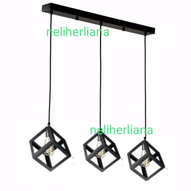 Lampu hias gantung 3 cabang full set+bohlam 3 pcs