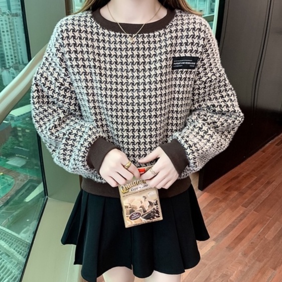 Crewneck Wanita Oversize Premium Sweater Leangan Panjang Korea Blouse Import Wanita