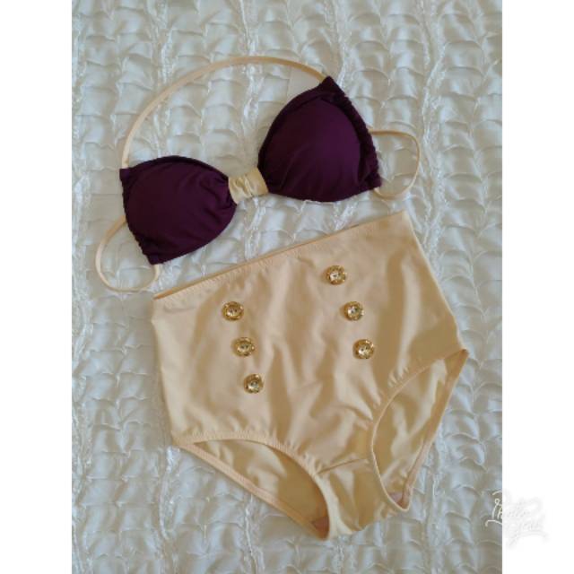 Bikini renang pantai bh tali celana highwaist LX258