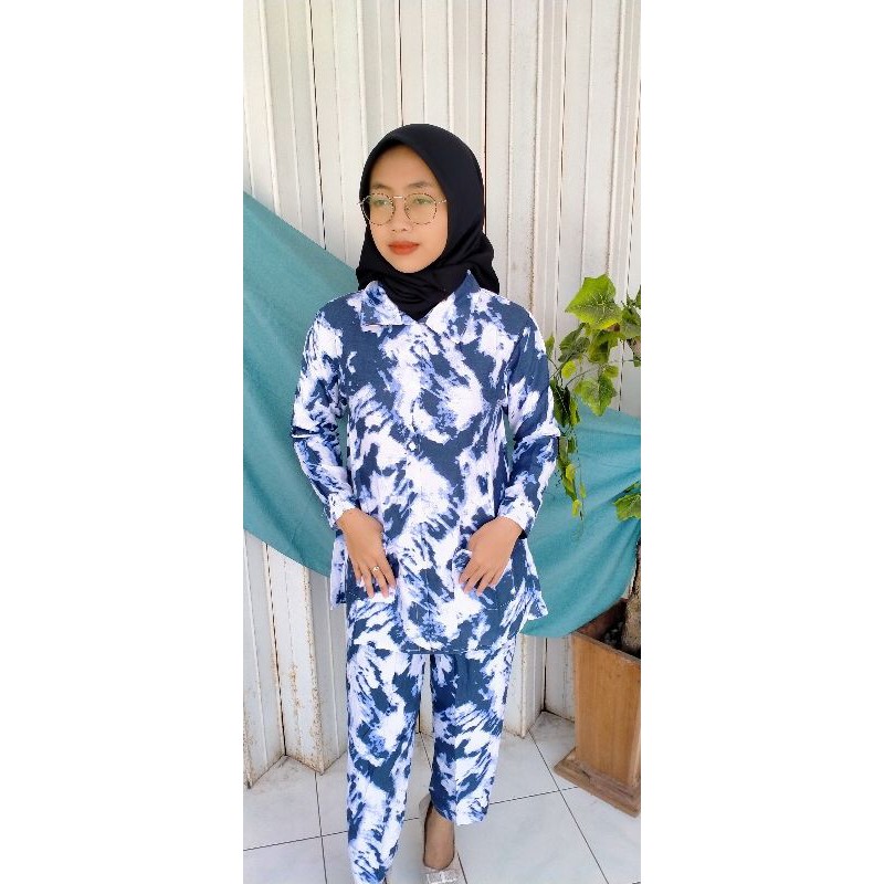 one set tiedie Maria bahwa katun rayon premium harga murah terjangkau by Abidahgallery