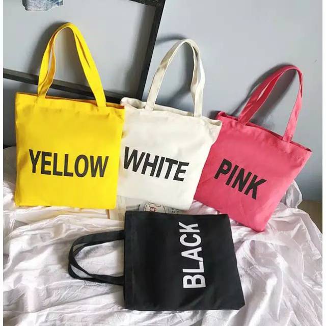 TAS TOTE BAG Kanvas Wanita Polos Warna ToteBag shoulder Colourfull
