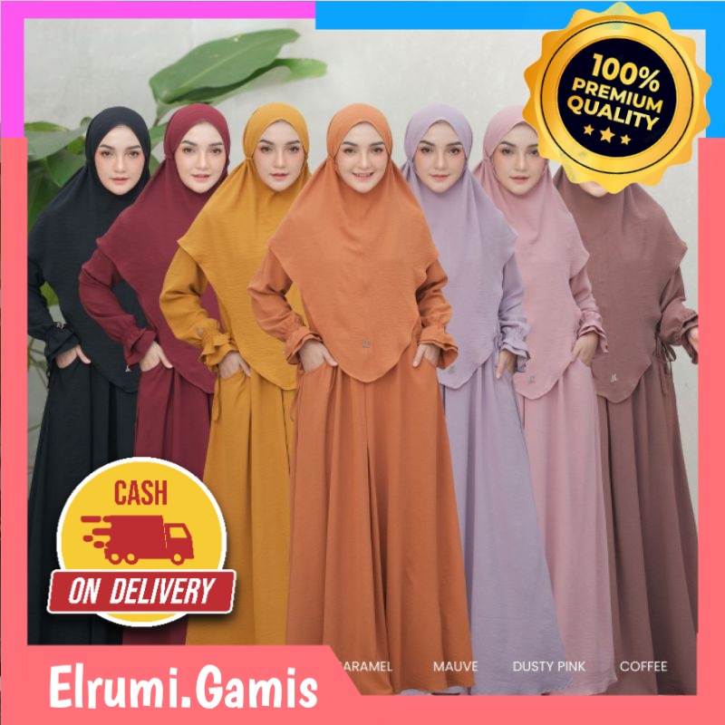 [ PO ] GAMIS WANITA MUSLIM TERBARU KEKINIAN MOTIF POLOS MATT CRINGKLE AIRFLOW JENARA by INDOHIJAB ID