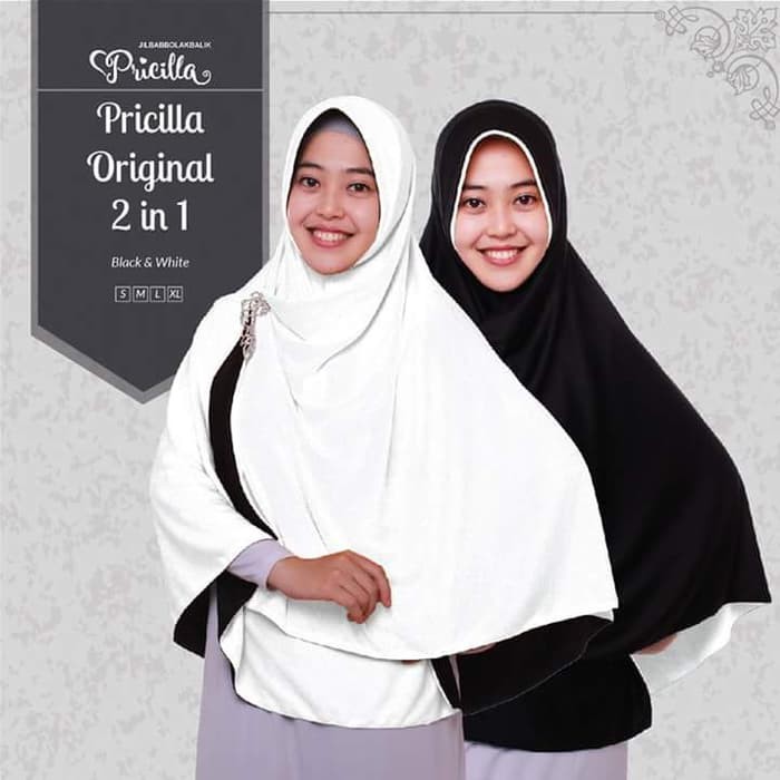 SPESIAL DISKON KERUDUNG BOLAK BALIK PRICILLA ORIGINAL 2 IN 1 SIZE XL RP 93.50 DISKON