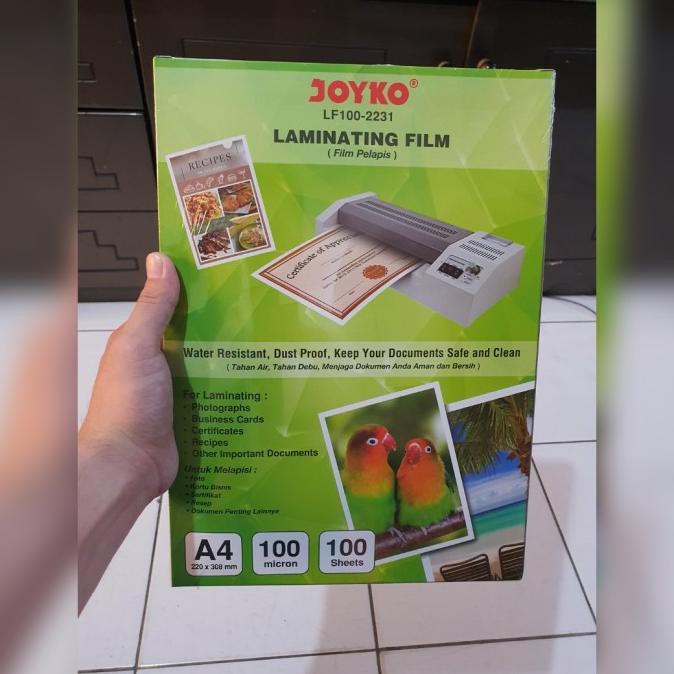 

plastik plastic laminating joyko a4 100 micron laminasi panas