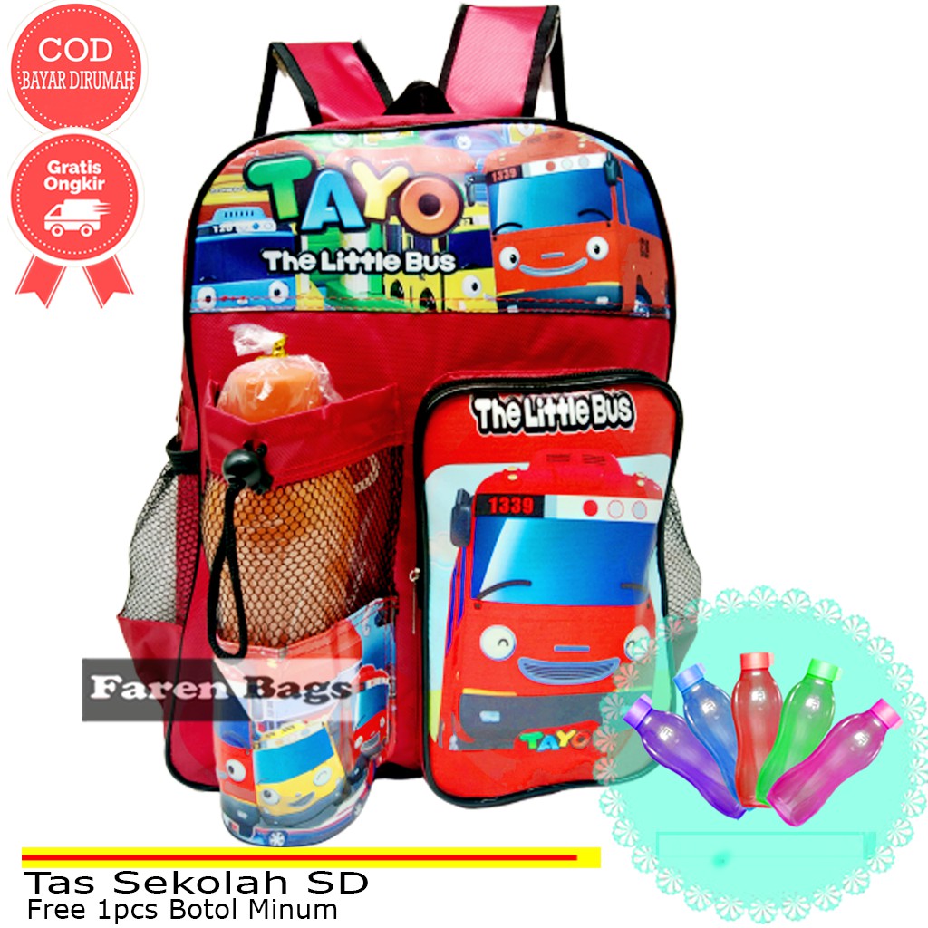 Tas Sekolah Anak laki-laki Free Botol Minum Tas ransel Anak SD Tas Anak SD Cowok