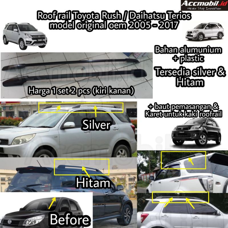 Roofrail toyota rush daihatsu terios 2005 - 2017 model original oem