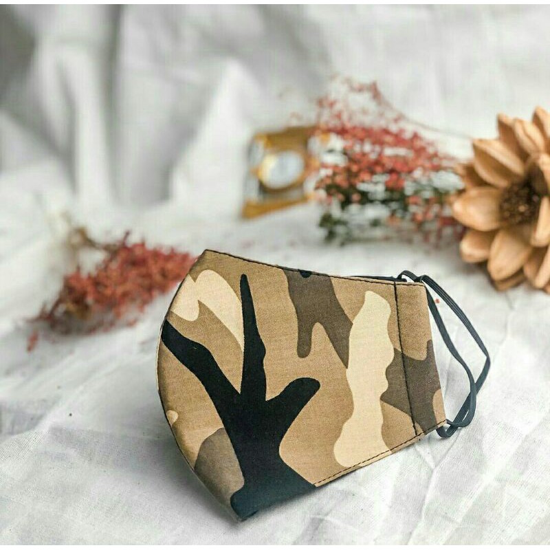 Masker Kain Army Fashion Cowok Cewek Keren 3 Lapis Earloop