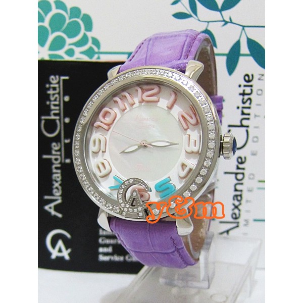 jam tangan alexandre christie AC 2391LH DR UNGU MUDA SILVER
