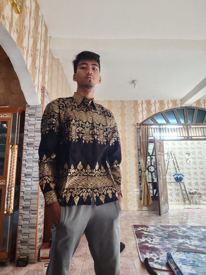 Kemeja Batik Pria Motif Songket Asli Prada Silver Golden Batik M L Xl Xxl Seragam Grosir