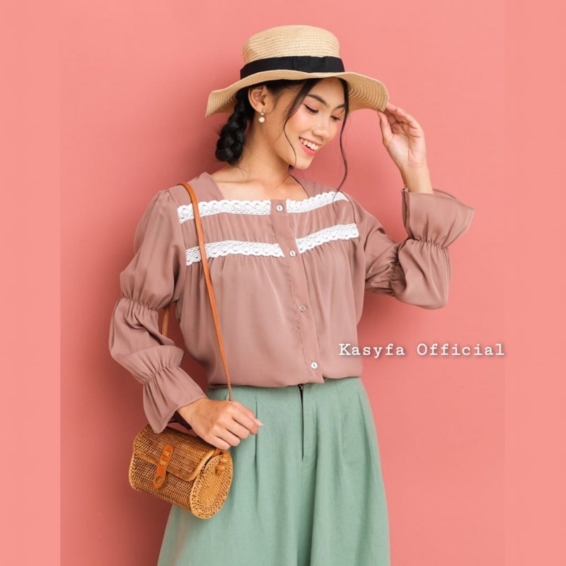 SERLI BLOUSE RENDA // ATASAN RENDA DOUBLE FULL KANCING