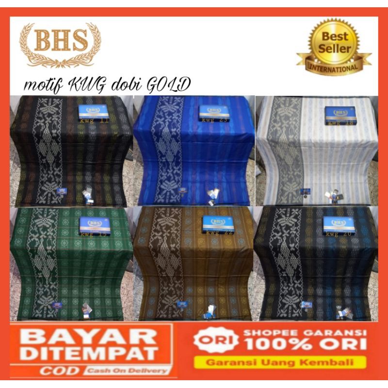 sarung bhs original Sarung BHS Classic Silver motif klasik Kawung Dobby Hitam Merah