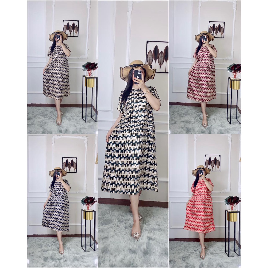 NAUREEN DRESS CHIBI MOTIF TERBARU TALI SAMPING SLETING DEPAN BUSUI