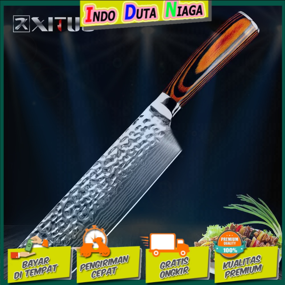 XITUO Pisau Dapur Damascus Chef Knife Santoku Cleaver 7 Inch - CK114