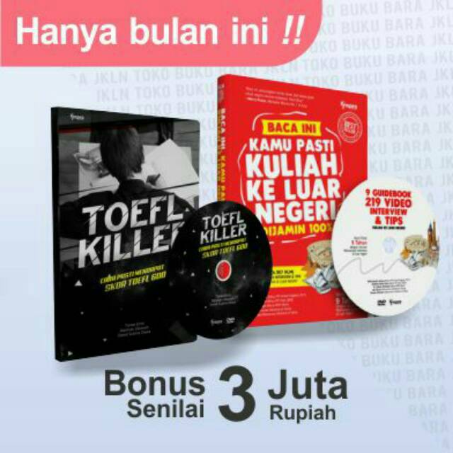 [Most Wanted Scholarship Hunter] Paket Buku + Dvd Jkln & Toefl Killer, Bonus Ebook Jamu Lpdp