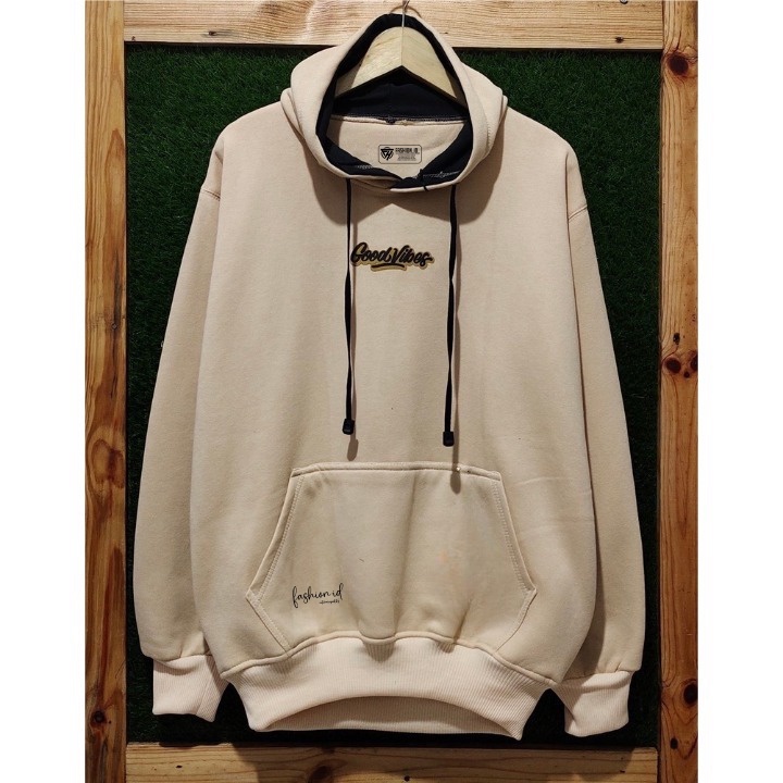 Sweater Hodie Pria Distro Flece Tebal Sweatshirt Hoodie Original Kachios Cream