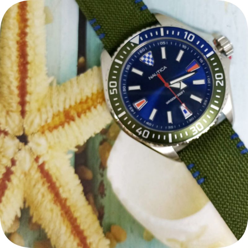 Jam tangan pria NAITICA NAPCPS013, tali kain/kanvas, ORIGINAL, bergaransi resmi internasional.
