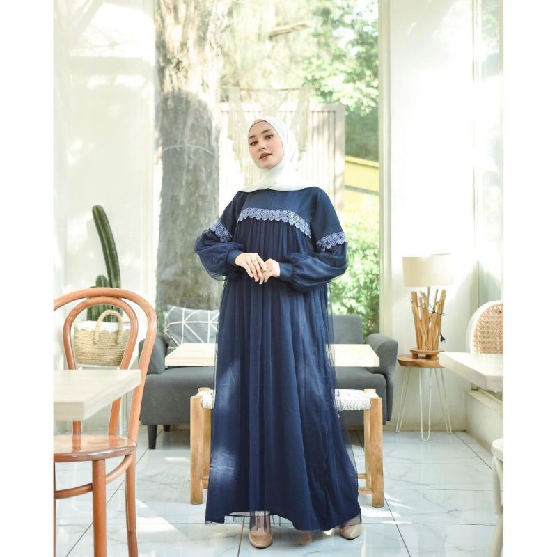 RAFIKA Dress Tulle Tutu Variasi Renda / Gaun Bumil / Gamis Kekinian / Ukuran kecil hingga Jumbo