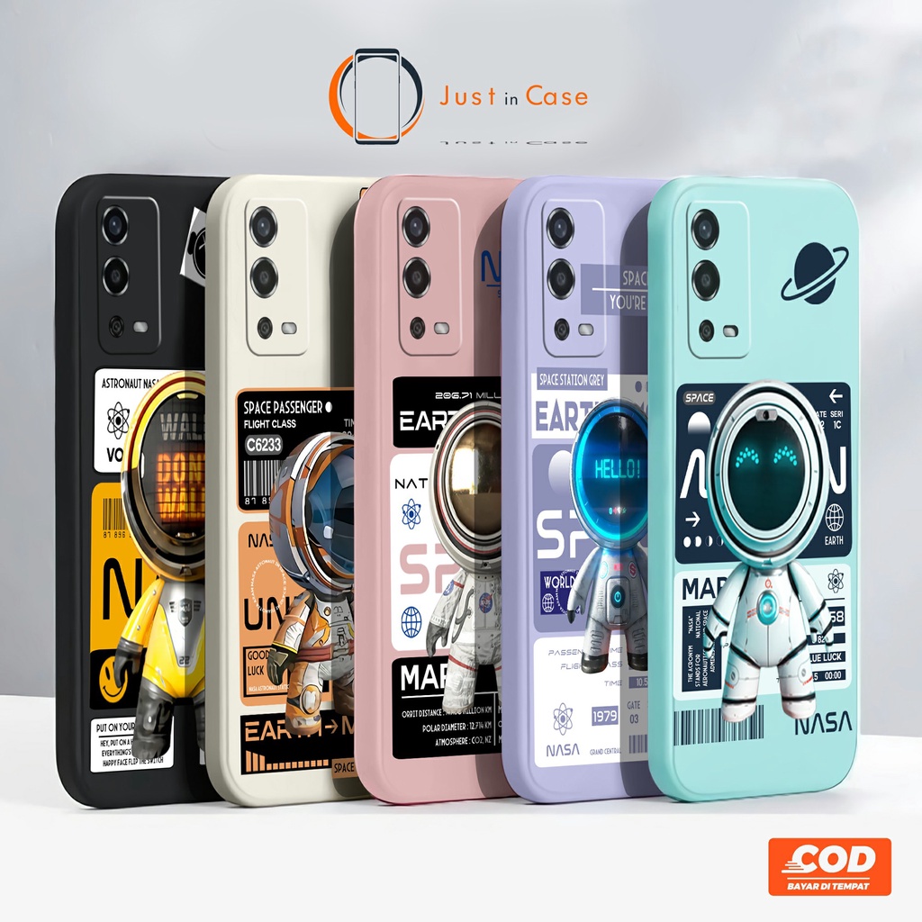 Softcase Macaron Astronaut NASA TPU (UV11) Oppo A55 A57 2022  A95 4G 5G A74 A16 A15 A15s A54 A53 A52 A92 A5 9 2020 RENO 7 6  5 5F 4 4F A5S A12 A7 A1K F5 F7 F9 F11 PRO A3S LUCU