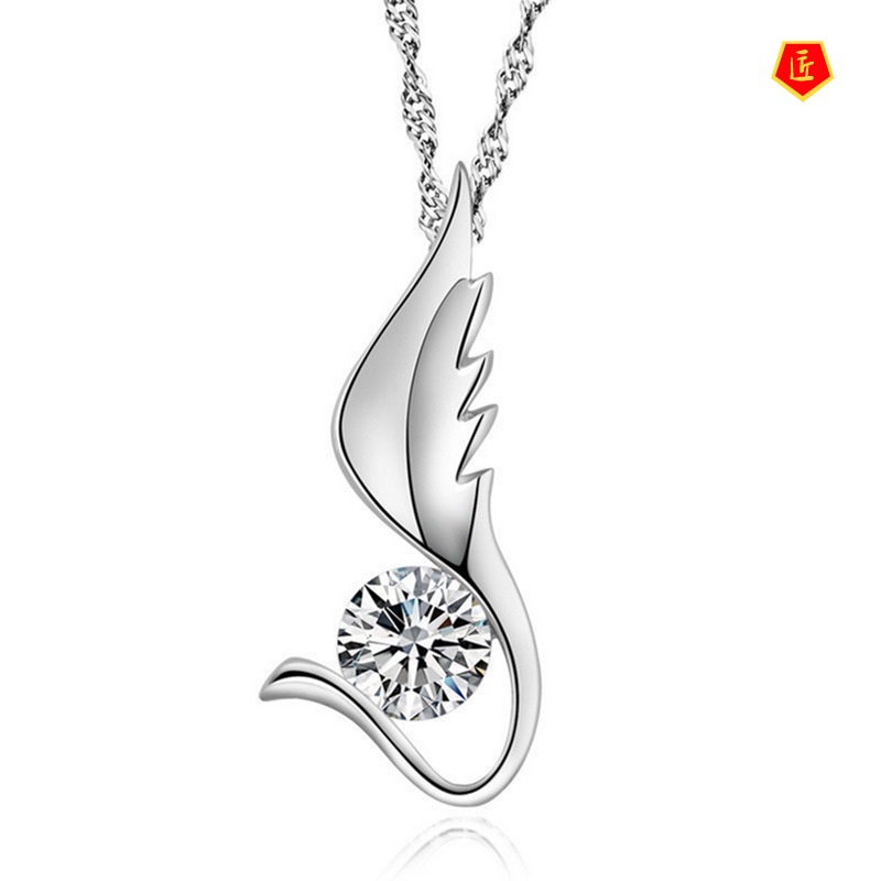 [Ready Stock]Angel Wings Pendant Inlaid Diamond Elegant Fashion