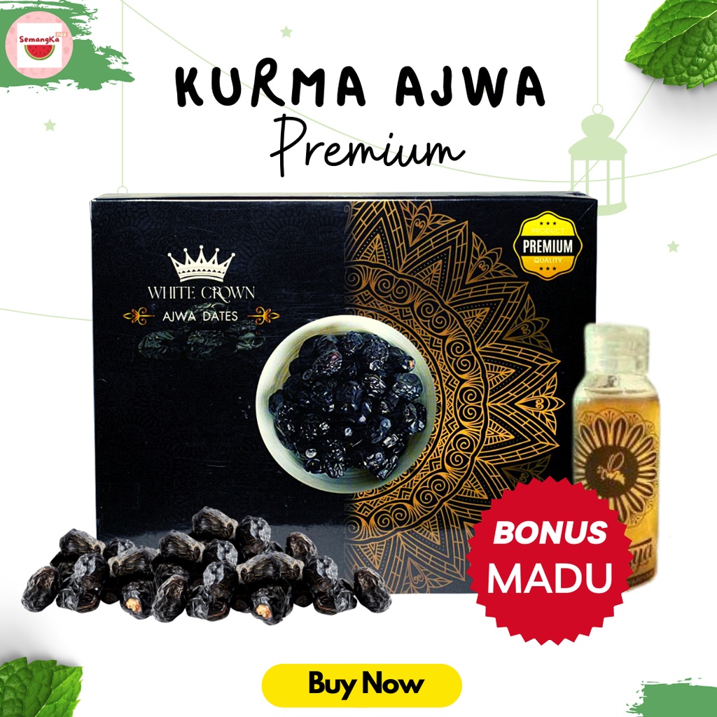 

Kurma Ajwa / Nabi Original BONUS MADU Premium White Crown Madinah Fresh