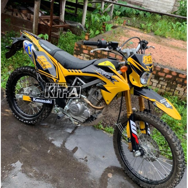 Decal Stiker Motor KLX BF 150/ G Supermoto Dekal Sticker Striping KLX 150  Kuning Mustard