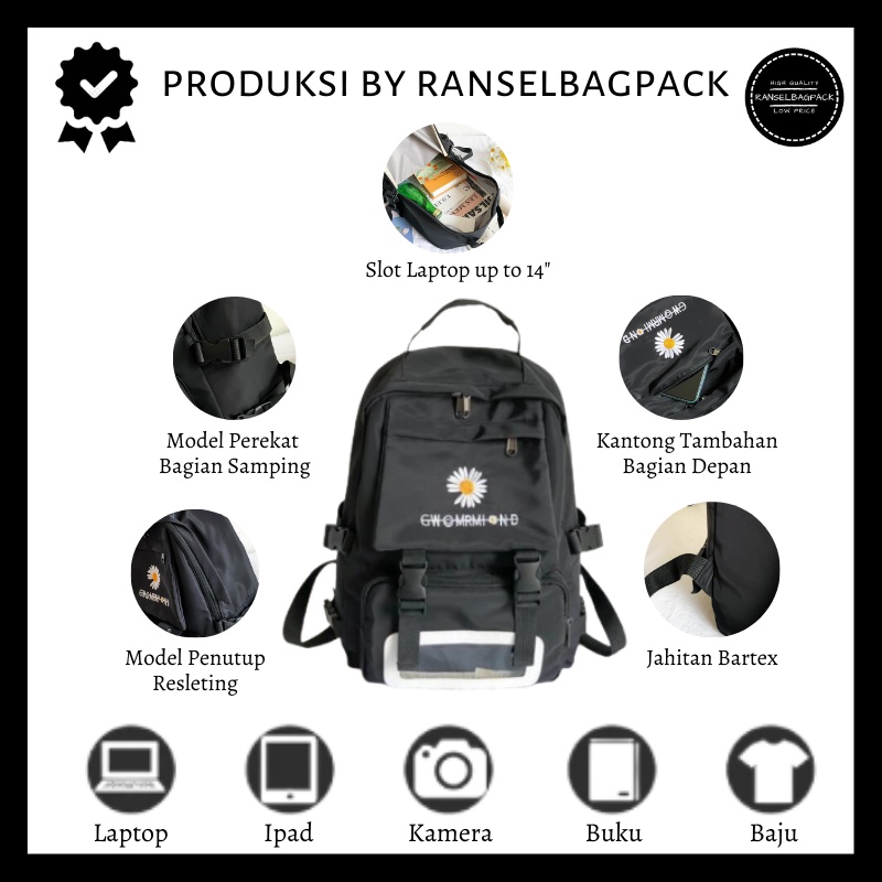 Tas Ransel Wanita - Tas Sekolah Kuliah Kerja Remaja Dewasa Traveling Model Korea Terbaru Favorit Premium Kekinian Terbaru Bagus Murah Besar Import Lokal Original Perempuan Cewek