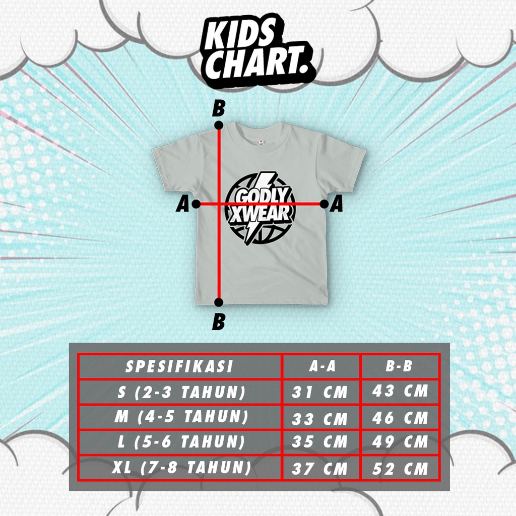 Cod [Bayar Ditempat ] Kaos Anak Distro Usia 1-12th Bahan Katun Godly.Xwear Kids And Junior