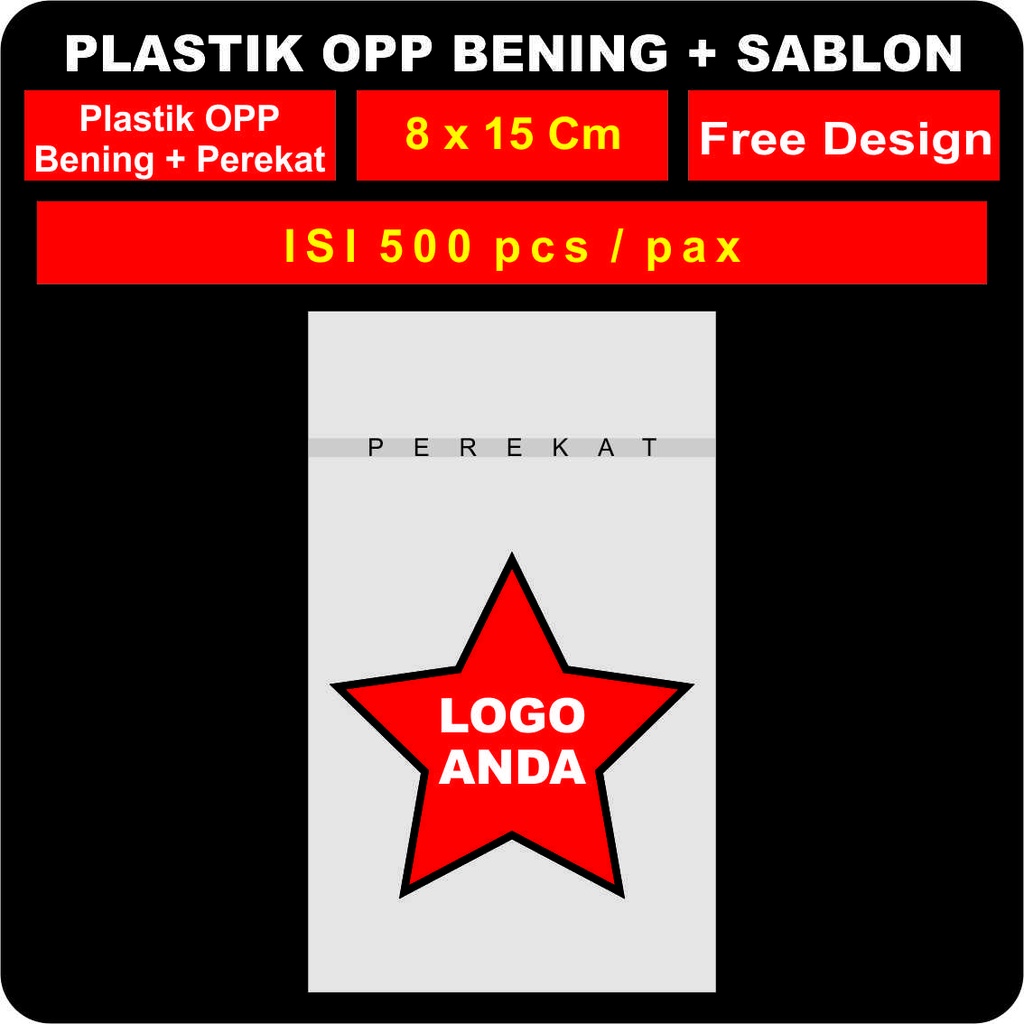 

sablon plastik opp bening perekat uk 8 x 15 cm