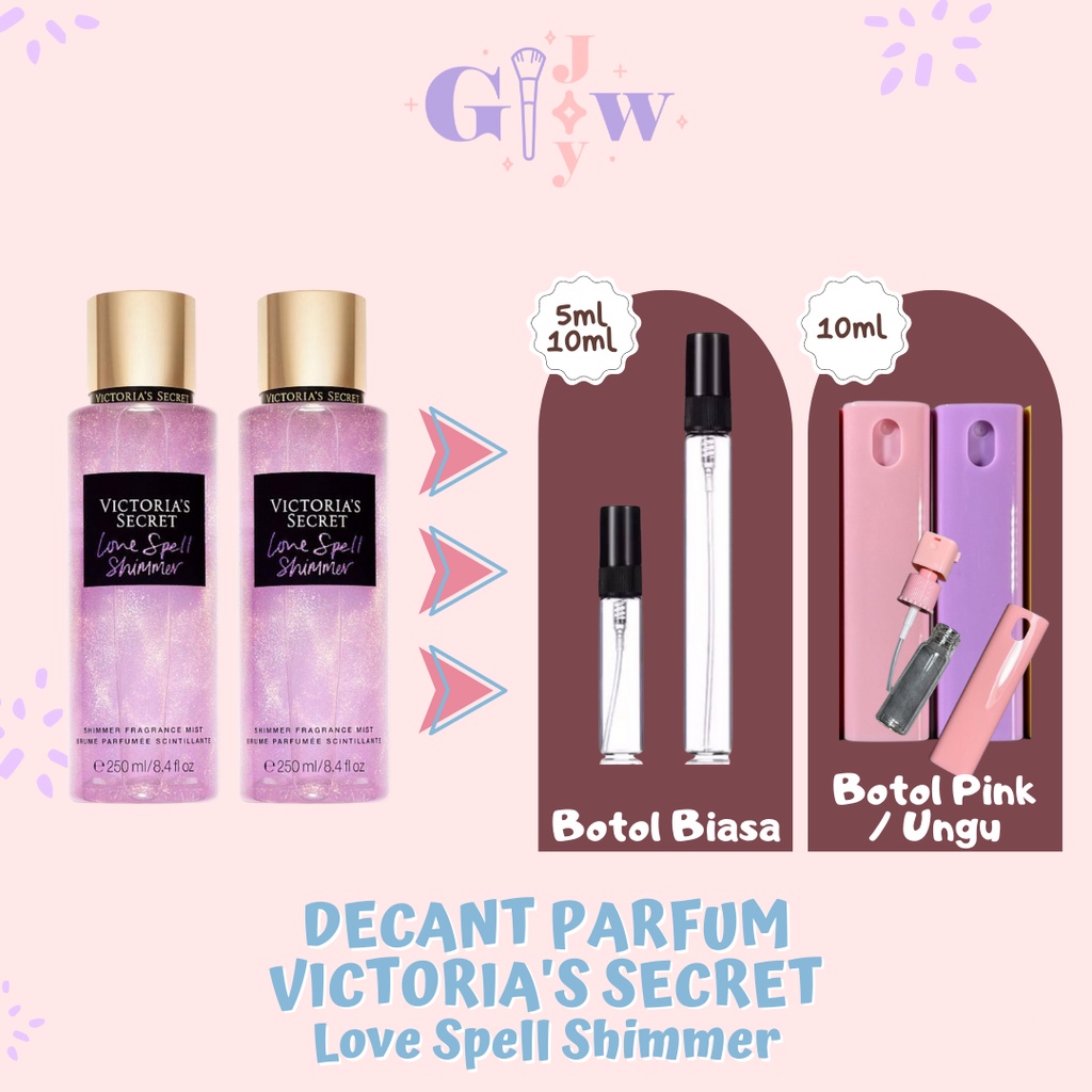 VICTORIA'S SECRET (Decant Parfum) Love Spell Shimmer Body Fine Fragrance Mist VS parfum badan tubuh wangi tahan lama murah bpom share in jar bottle