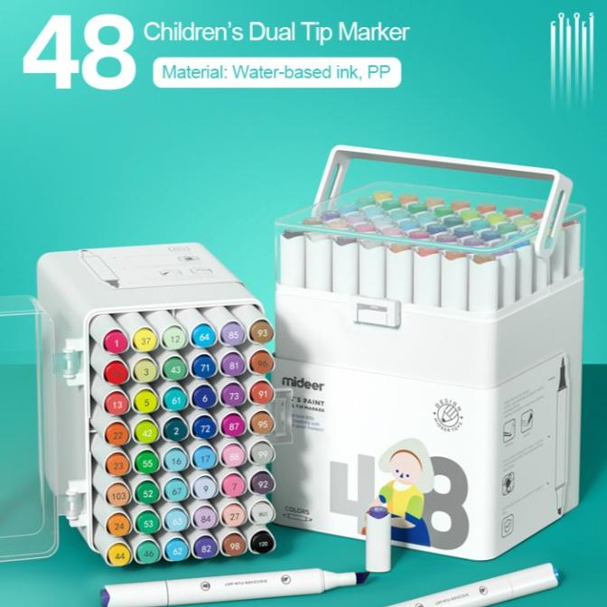 

Office & Stationery | Alat Tulis | Mideer Dual Tip Marker 48 Colors Spidol Mewarnai Anak | Best Seller