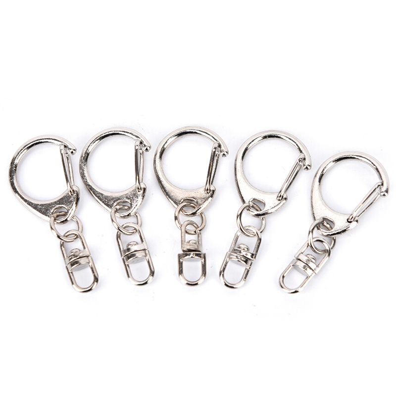 (LUCKID) 10pcs Gantungan Kunci Split Ring Warna Silver Polished DIY