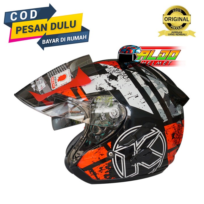 KYT GALAXY MOTIF #5 BLACK RED ORIGINAL HELM SNI TERMURAH