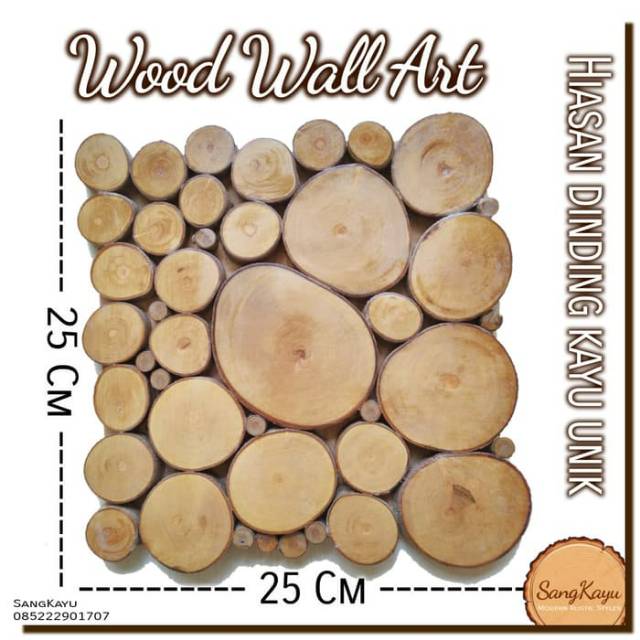 Hiasan dinding kayu unik 25x25 Cm Wood wall art wood wallpaper dinding