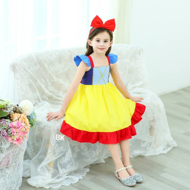 DRESS CASUAL PRINCESS SNOW WHITE / GAUN PESTA ULANG TAHUN ANAK / KOSTUM SNOW WHITE IMPORT