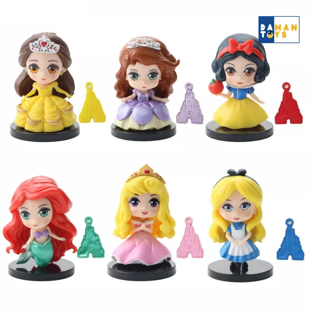 Figure Set 6 Princess Disney Mainan Pajangan Miniatur Hiasan Topper