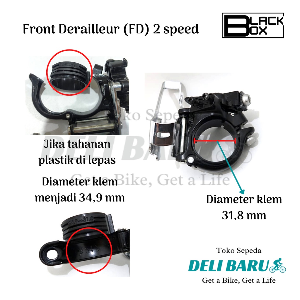 Blackbox Front Derailleur 2 speed FD dual pull sepeda MTB, lipat